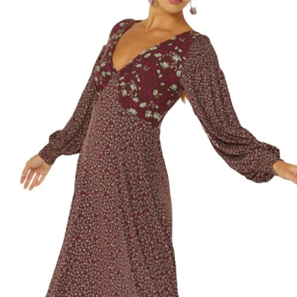 Free People Love Story Floral Long Sleeve Maxi Dress